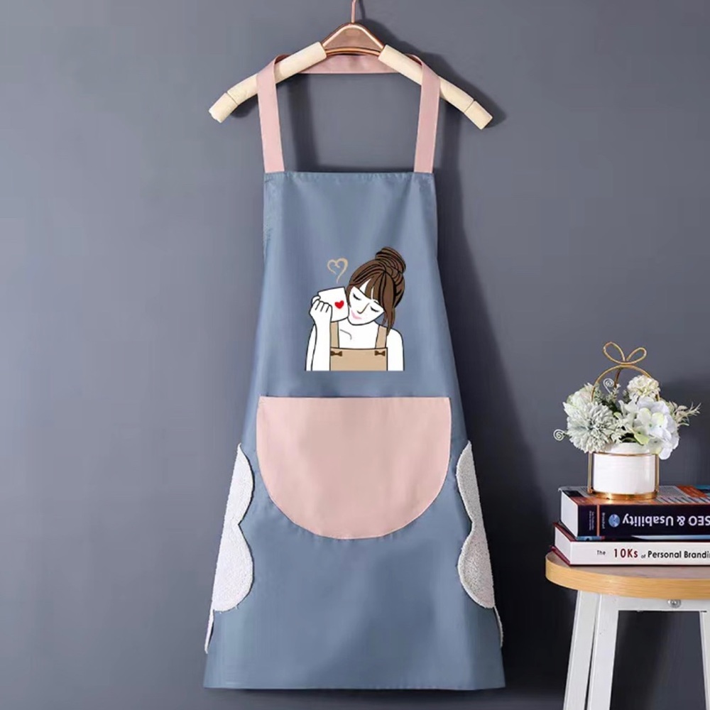 Waterproof And Oil-proof Cartoon Girl Print Apron, New Kitchen Home Cooking